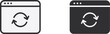 © Dhriti Roy - Software browser window icons with refresh reload arrow symbol inside software interface technology navigation computer internet monochrome rotation