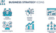 © Ahmad - Business strategy icons depicting market competition and analytics are illustrated with blue accent colors for professional presentations.