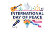 © Joynob - International Day of Peace: A vibrant graphic celebrating the International Day of Peace with symbols of unity, music, and harmony, including a guitar, dove, microphone, and flowers.