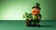 © MST.ANTOR MONI AKTER - Leprechaun figurine with pot of shamrocks for st patricks day