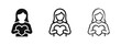 © drawing lines - Woman Holding a Heart Icon Set in Solid, Line Art, and Hand-Drawn Styles for Love and Charity Concepts