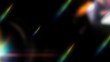 © Nazhif - A dark cinematic overlay featuring vibrant crystal prism light leaks, colorful rainbow lens flares, and soft bokeh spots scattered on a black background.