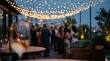 © Arham - Rooftop social event bokeh background outdoor evening celebration string lights city skyline luxury nightlife cocktail gathering atmosphere