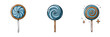 © FryArt - Set of blue swirled lollipops with golden accents and sparkling highlights