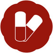 © kebox - Icon Symbol auf Button in rot: Medikamente