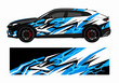 © audia - Blue lightning style geometric SUV wrap graphics.