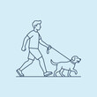 © Tapia - A simple line art illustration of a man walking his dog