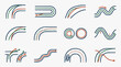 © Raadil - Creative of Multi Lane Road Merging Lane Changes and Roundabouts with Color Coded Paths with high quality professional line art symbols for modern creative design and digital branding projects