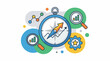 © rindu - A colorful graphic illustration of a compass surrounded by magnifying glasses and charts