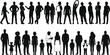 © MSTMOMOTAJ - Silhouette figures in various poses and activities people human shapes black and white