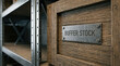 © Chopang.studio - Buffer stock sign on wooden storage box near empty metal shelf highlights supply chain resilience in inventory management and warehouse organization for business efficiency