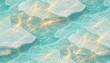© noonekoon - Golden light reflecting through ice floes on clear turquoise sea 澄んだターコイズブルーの海に浮かぶ氷盤ときらめく黄金の光の背景