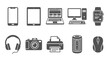 © Service - Vector set of computer and technology icons including laptop, phone, PC, monitor, camera, web, mobile, devices, media, hardware, internet, television and electronics illustration