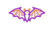 © Luan - Neon style bat with outstretched wings glowing in vibrant purple and orange colors