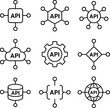 © Alex - API integration symbols set with cloud gear database and network nodes
