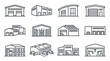 © M NABIH - Distribution center and large scale storage icons.