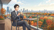 © Shousei - 紅葉を眺めながら休憩する会社員のビジネスシーン