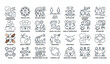 © mdmasud - Human resources and inclusive hiring line icons set with transparent communication, growth mindset, and mental wellness vector