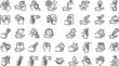 © MstSuraiya - Hand gestures line icon set for personal hygiene, washing, cleaning, skin care, and health routine instructions