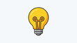 © dhea - A bright yellow light bulb with a gray base and black outline on a white background