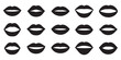 © Md - Set of black lip icons isolated on white background depicting various mouth shapes and expressions for beauty design.