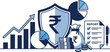 © RubinaIslam - Financial protection and investment growth concept with indian rupee symbol, shield, and charts