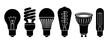 © Sandali Tharindi - Light bulb types set with incandescent halogen led and cfl black silhouette vector