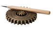 © Elvin - Bronze gears with wooden pencil
