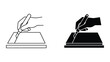 © Freefire - Hand writing on tablet vector illustration with stylus and touchscreen device