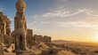 © Yevhen - Ancient Egyptian Sun Deity Statue in Desert Temple Ruins