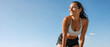 © Christophe - Athletic woman breathing happily after a long run