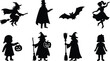 © Monir Creatives - Black silhouette of people and birds in various poses standing