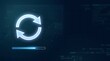 © Ahmed - System upgrade and data synchronization concept with a glowing refresh icon and loading bar over a digital coding background