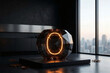 © Leonardo - Elegant abstract glass pumpkin with glowing internal orange light on a dark modern corporate background.