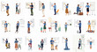 © Lhymo - Set of Professional People Brainstorming and Presenting Ideas on Whiteboards and Flipcharts in a Modern Office Style Illustration Collection