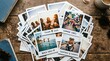 © ruzty art - Instant film photos of summer travel memories scattered on a rustic wooden table