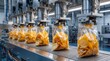 © Nusrat - Automatic snack food packaging machine in a modern factory with packaging production industrial manufacturing automated conveyor automatic technology facility