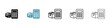 © Lovely - Estimate cost delivery vector icon set. Estimate cost delivery vector symbol for UI designs. Thin line customizable illustration. Contour symbol. Vector isolated outline drawing. Editable stroke