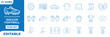 © Hike Studio 2 - Soccer football sport line art vector icon set with ball field whistle jersey cleats glove trophy goal cards. featuring referee whistle scoreboard red card flaming ball players team strategy field