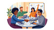 © Indra Maulana - A diverse group of colleagues celebrate a successful meeting in an office setting.