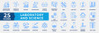 © Lulis - Laboratory and Science icon set. Containing laboratory, science, chemical, biology, microscope, analysis, lab, research, formula, dna and goggles. Simple Blue Vector Illustration.