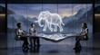 © BlackBridge Media - Business Team Meeting with Neon Elephant Hologram