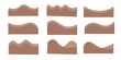 © Faisal - Collection of dividers shape templates. Modern separator header for website and app. Curve lines, wave collection of abstract design element for top and bottom page web site. Mocha Mousse.Vector