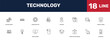 © Abstract - technology icon set with _icon18_, _icon17_, electric socket on fire, signs in flat outline style