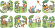 © HASINA - People enjoying various outdoor park activities set