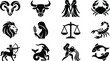© MstRumana - Set of twelve black zodiac sign icons featuring astrology horoscope symbols for all twelve months of the year