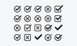 © Bharot Chandrabd45 - Set cross mark icons in circle, checklist signs, flat checkmark badge, isolated tick symbols