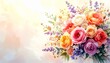 © Gomastudio - 春の結婚式で花嫁が持つカラフルなブーケイラスト背景