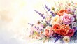© Gomastudio - 春の結婚式で花嫁が持つカラフルなブーケイラスト背景