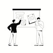 © Printora Lab - Business Planning Board and Team Document Review Vector Illustration